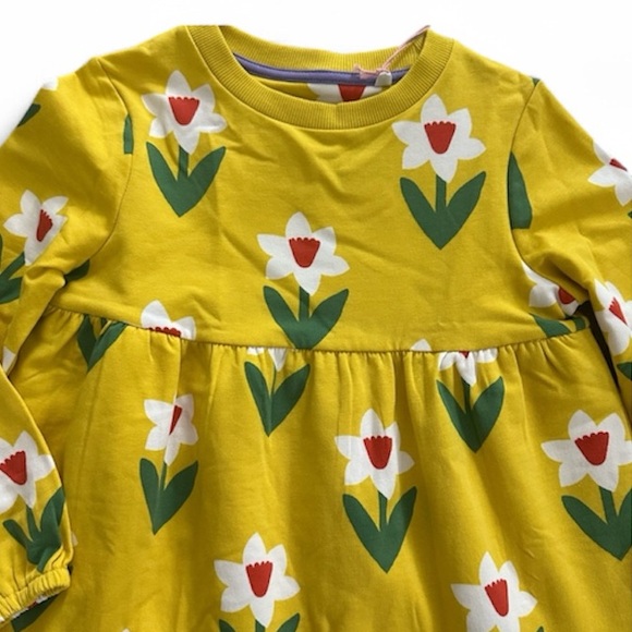 New MINI BODEN DAFFODIL LONG SLEEVE SWEATSHIRT DRESS GIRLS 5-6 - Picture 2 of 4